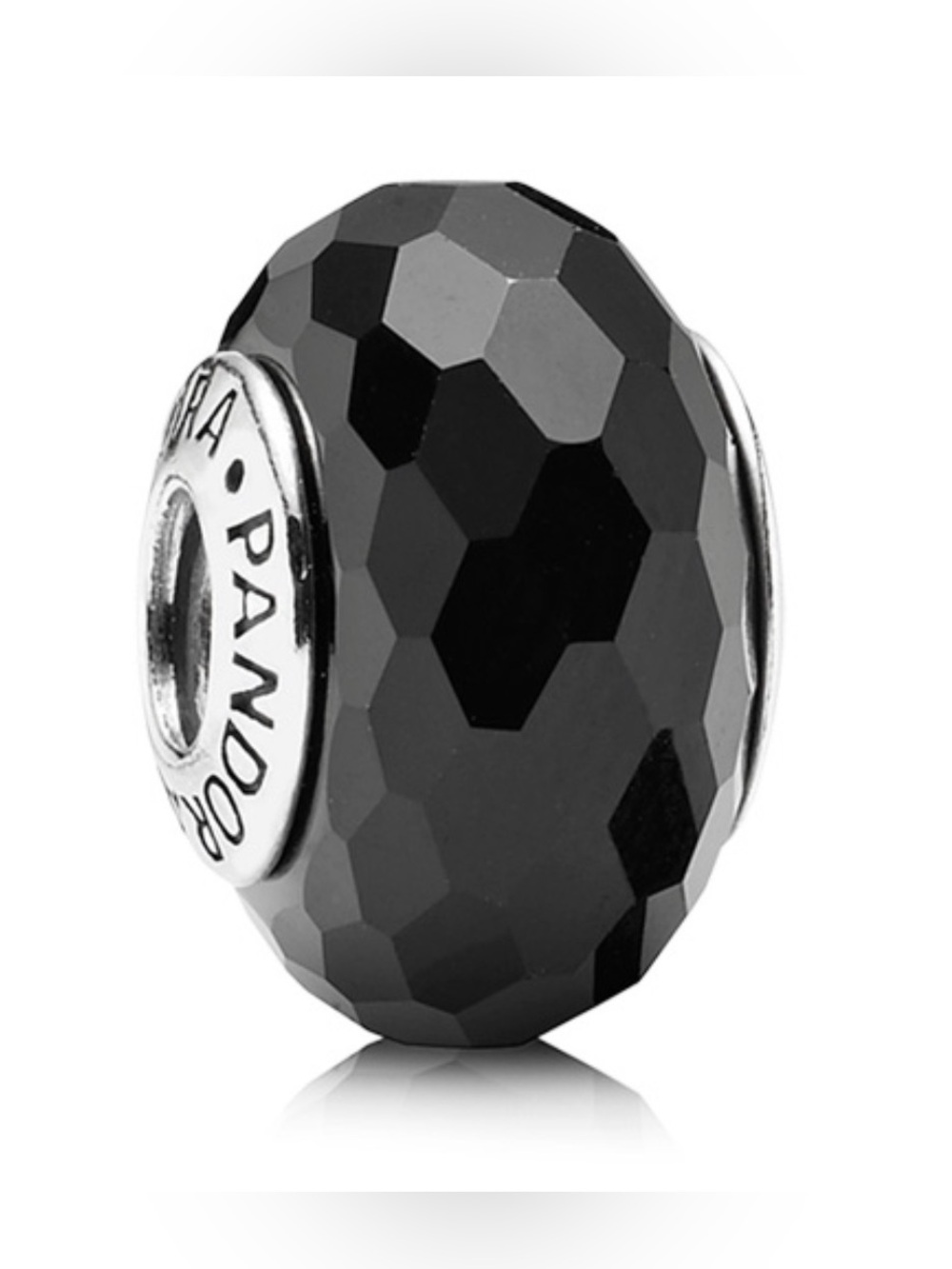 Authentic Pandora Retired Black Fascinating Faceted Murano Glass S925 Ale Charm